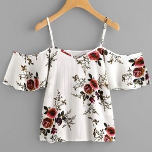 Never been worn! Floral open shoulder blouse!  New